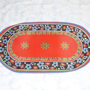 Vintage Volkskunst Schwedisches Deckchen Schweden Skandinavisch-Kerzenmatte Blumen