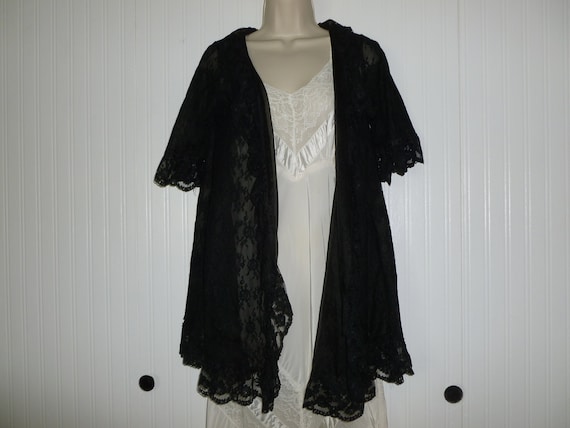 Sexy Lace Robe by RADCLIFFE Vintage 1960s Black S… - image 2