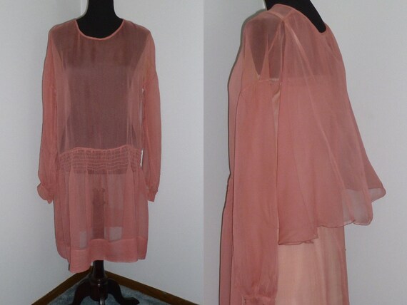 Antique 1920s 1930s Flapper Gatsby Dress / Silk Ch