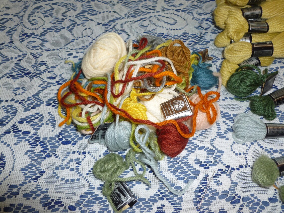 Floral Needlepoint Kit Complete wool yarncanvas Vintage Etsy