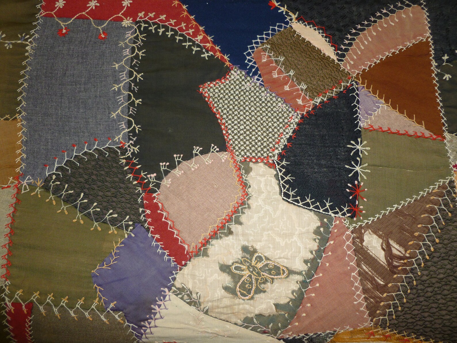 Antique c1902 Crazy Quilt Decorative Hand Stitched Hand Pieced Etsy