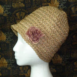Antique Roaring Twenties Cloche Hat French Vintage Tan Green Straw Silk Flapper Gatsby 1920s 1930s