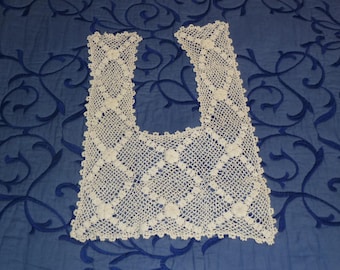 Antique Lace Collar Dimensional Vintage Irish Crochet Lace Bertha Collar Dress Front Handmade Lace