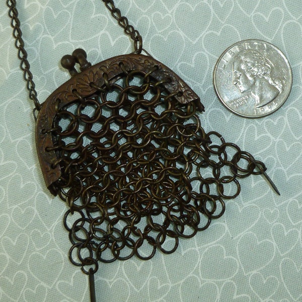 Antique Sterling Silver Minaudiere Compact Case Dance Purse Chatelaine