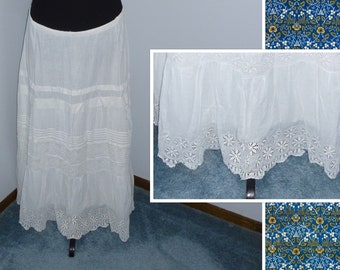 Antique Petticoat Skirt Embroidered Lace Victorian Edwardian Skirt-1900s-Bridal Wedding-Boho Summer Skirt