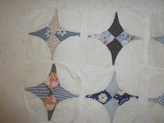 12 アンティーク スター フラワー ブロック ヴィンテージ ハンドメイド