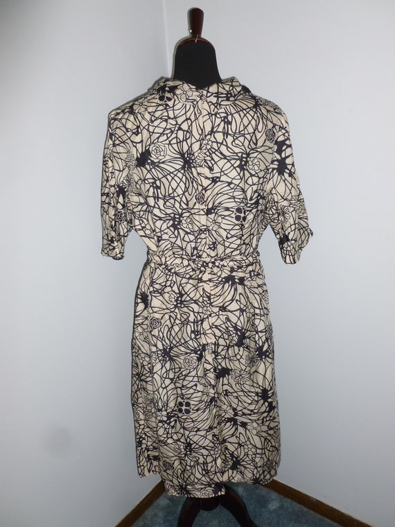 CUTE Antique Dress Circa 1940s 1950s Black White … - image 7