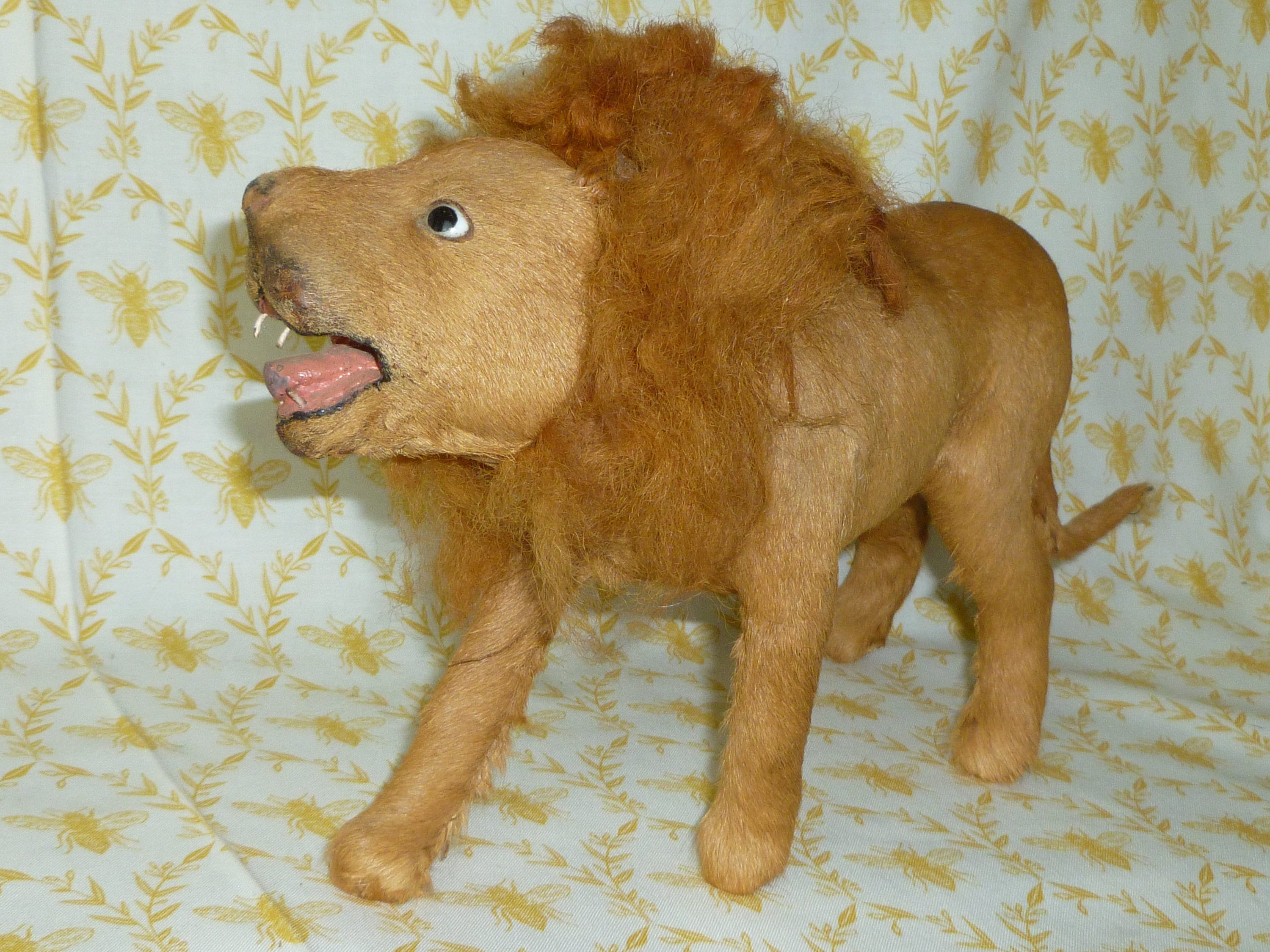 アンティーク雑貨 vintage lion plush toy Rare Antique Lion Toy Figure 1900s Vintage LION Animal Pull Toy