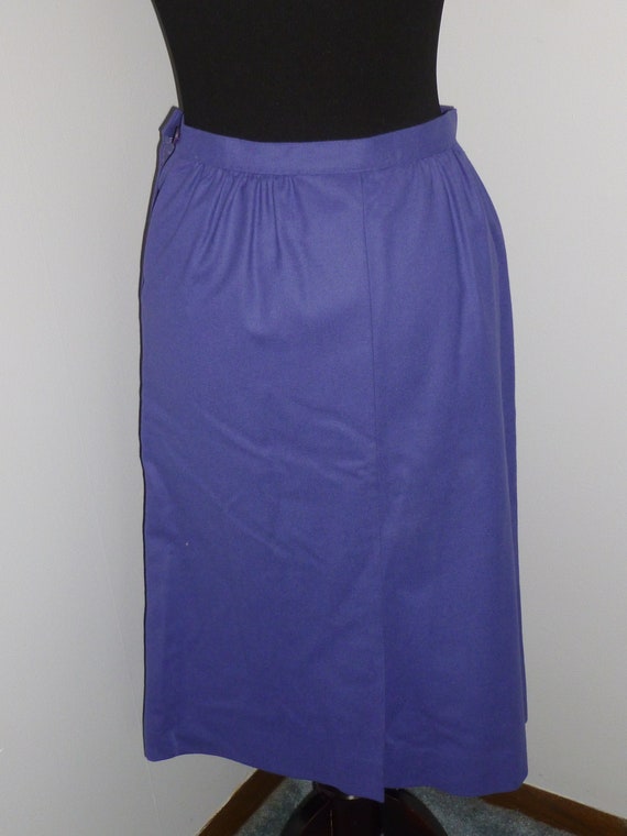 Pendleton Size 12 Purple Wool A Line Pencil Skirt Vintage 80s Lined Side Button