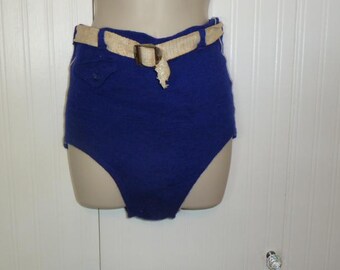 Antique Bathing Suit Mens Wool Vintage Swim Trunks Circa 1940s
