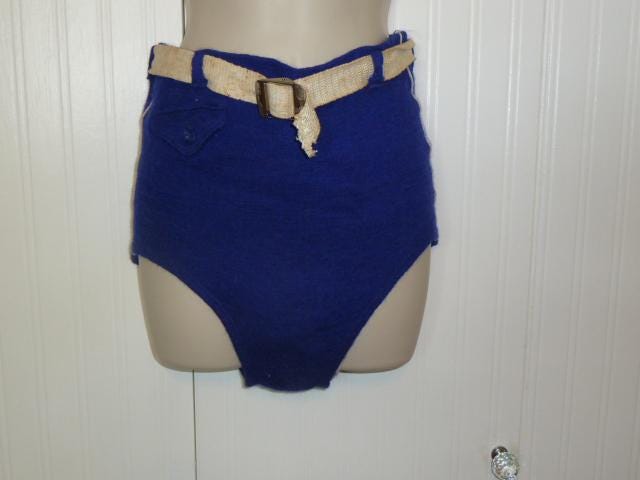 Antique Bathing Suit Mens Wool Vintage Swim Trunks Circa 1940s