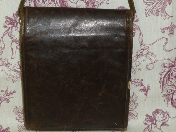 Antique Edwardian Purse Tooled Leather Handbag-Ar… - image 4