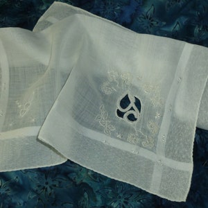 Antique Monogram J Hanky / Vintage Madeira Embroidery / Embroidered Bridal Wedding Handkerchief Hanky Hankie