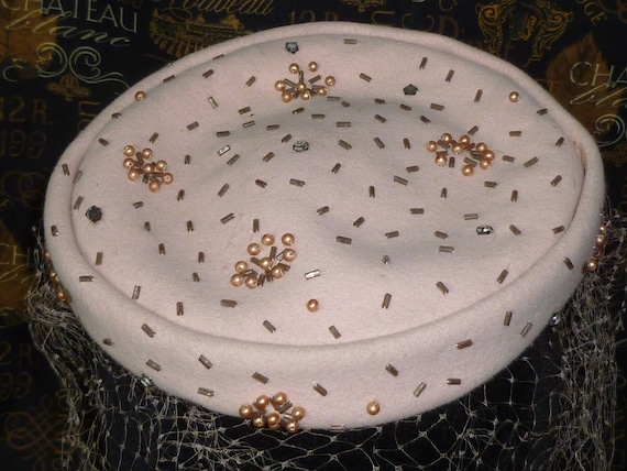 Antique Pink Wool Hat 1940s 1950s Vintage Hat Fau… - image 4