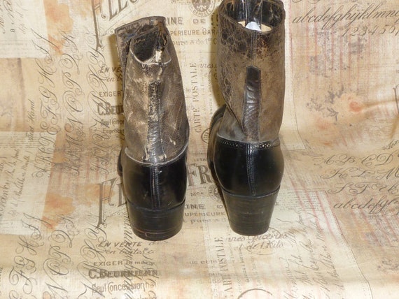 Antique Boots Victorian Edwardian Button Tu-tone … - image 7