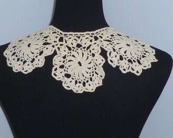 Antique Lace Collar Vintage Crochet Lace Collar Dress Front Handmade Lace