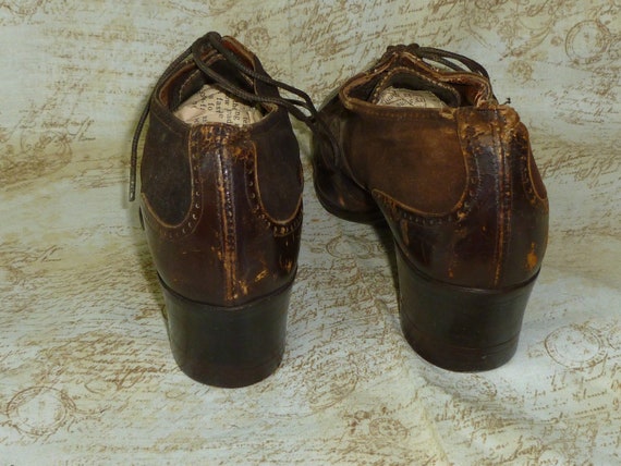 Antique Edwardian Oxford Shoes 1900s-Womans Brown… - image 9