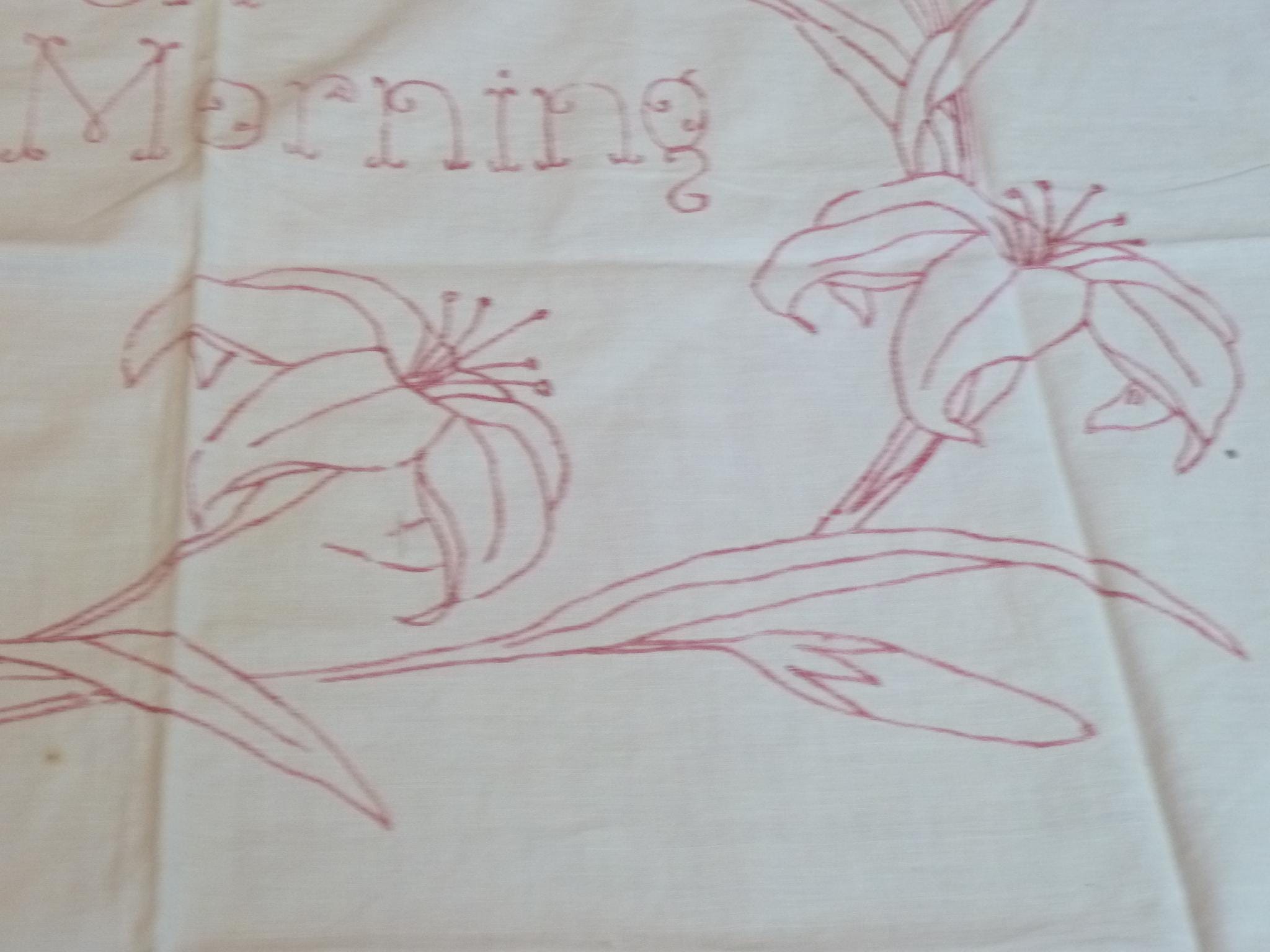 Victorian Layover Pillow Sham-embroidered Good Morning Antique