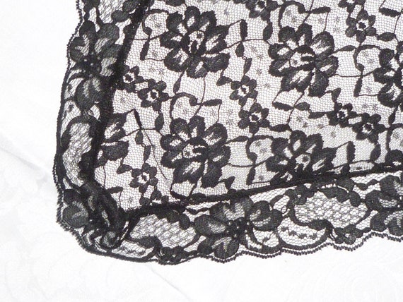 Lovely Vintage LACE Scarf Black Lace Veil-Scarf-3… - image 4