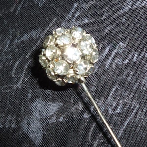 Antique HAT PIN Victorian Rhinestone Round Hat Pin-Crystal Paste Hatpin 3 3/4" Long-Antique Vintage Jewelry