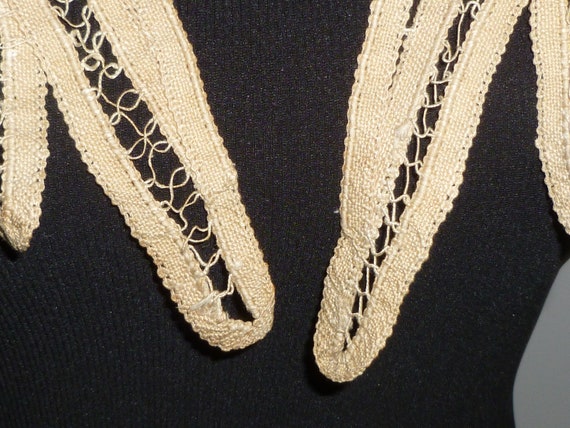 Large Antique Battenburg Lace Collar / Ivory Dres… - image 5