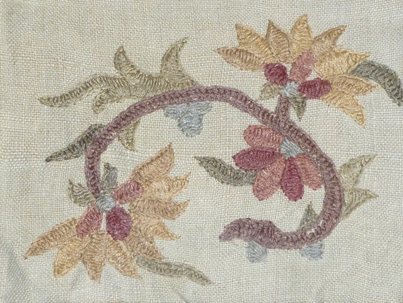 ANTIQUE Victorian Purse Edwardian Linen Jacobean … - image 7
