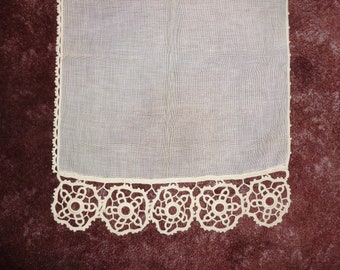 Delicate Antique Victorian CROCHET Lace Panel - Hand Made Lace-Curtain Panel-46 by 16 inches