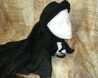 Antique Victorian Hat 1800s Spoon Chapeaux Bonnet Black