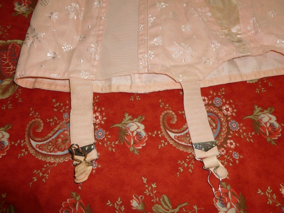 Antique Corset Girdle XL Cotton Brocade "TRIUMPH"… - image 4