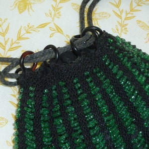 Antique Victorian Bag Beaded Purse 1900s Green Micro Reticule Purse Handbag image 2