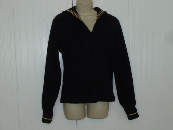 Vintage SAILOR Shirt Wool Navy Naval Uniform Cost… - image 1