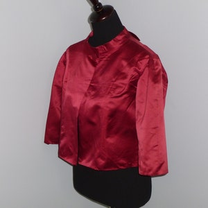 Vintage Red Satin Bolero Jacket-Evelyn Barton Brown of Washington DC Exquisite Antique 1950-1960s Jacket Silk/Satin