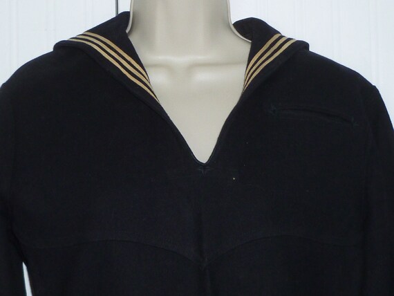 Vintage SAILOR Shirt Wool Navy Naval Uniform Cost… - image 4