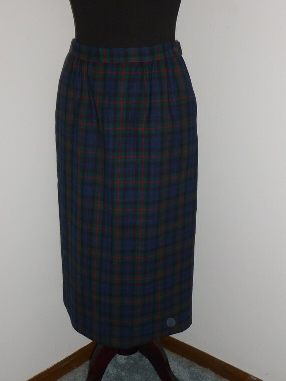 Vintage Pendleton Skirt ARGYLE Clan Red Black Tar… - image 3