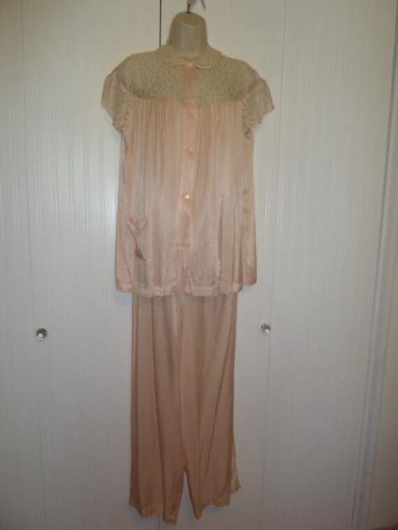 Vintage Satin & Lace Pajamas Barbizon Loungewear … - image 2