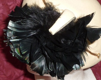 Henry Pollak Hat Vintage 1930s 1940s Antique Feather Cloche  display picture 2