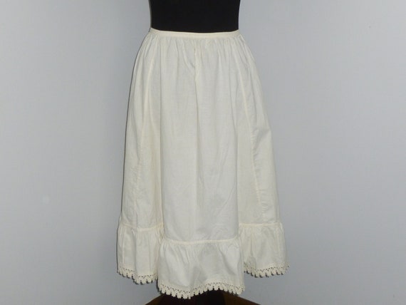 Antique Petticoat Skirt Hand Made Crochet Lace Vi… - image 2