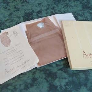 NOS Vintage Stockings Seamed Garter Stockings &quot;Archer Stockings&quot; size 11 Nylon Hosiery 1 Pair UNWORN