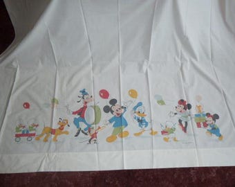 Lenzuolo vintage carino Topolino Paperino Pippo Walt Disney Productions