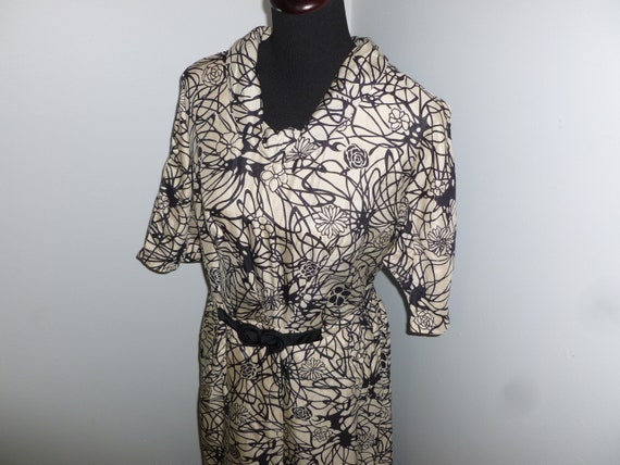 CUTE Antique Dress Circa 1940s 1950s Black White … - image 4