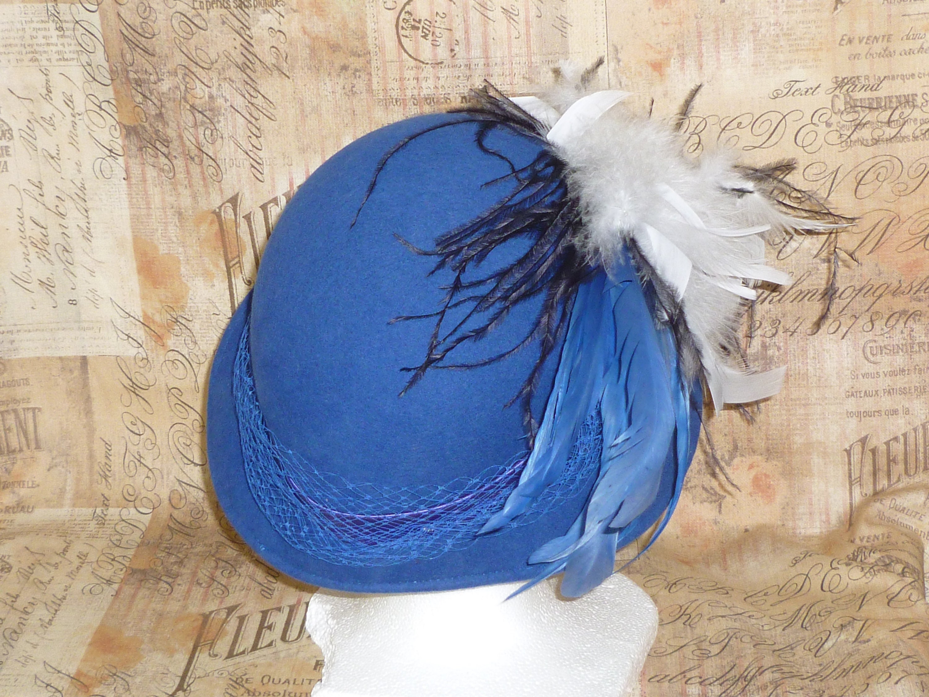 Joe Bill Miller Ostrich Plumed Hat Joe Bill Miller 100% Wool Camel Tan Wool Wide Brim Hat w  main image 4