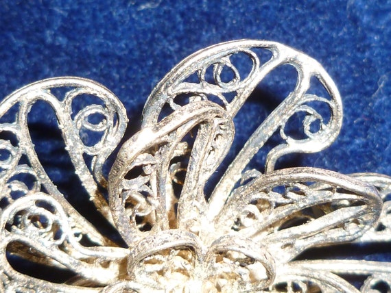 Silver Filigree Sash Pin Brooch, Antique Brooch, … - image 3