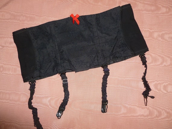Vintage Black Lace Girdle Shapewear 4 Garters-Shap