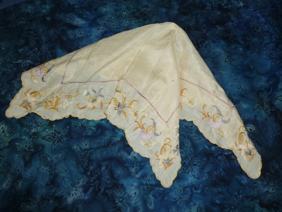 Antique Royal Society Silk Hanky /vintage Hanky / Hand