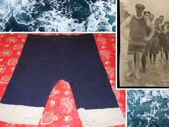 Antique Bathing Suit Mens Wool Vintage Swim Trunks Circa 1920s 1930s Mens Swimsuit Etsy