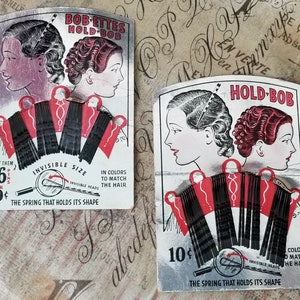 Antique BOB-ETTES Hair Curlers- Invisible Curlers on Card-UNUSED Pin Curls-Film Noir-Flapper Fashion
