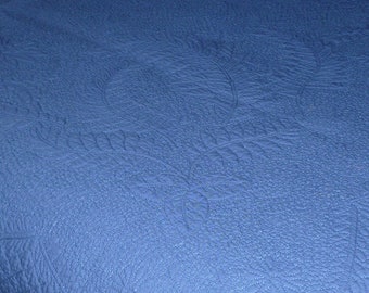 Beautiful Vintage Quilted Bedspread Williams-Sonoma Reversible Whole Cloth Quilt Blue Cotton Solid