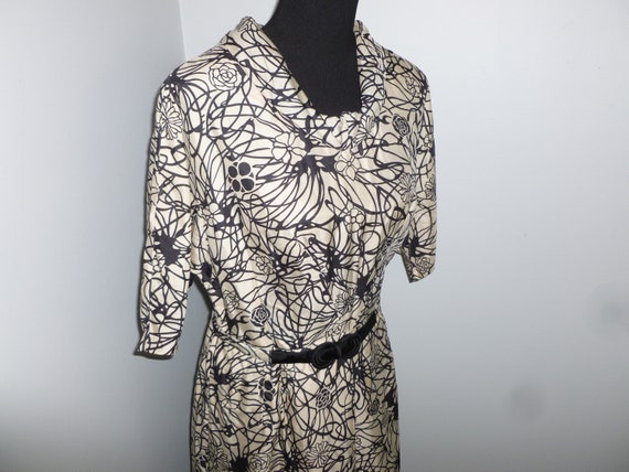 CUTE Antique Dress Circa 1940s 1950s Black White … - image 3