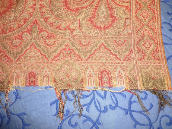 Antique 1800's Kashmir PAISLEY Shawl English KIRK… - image 7