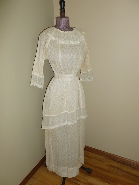 Antique Edwardian Dress c1900s Dress -Embroidered… - image 2